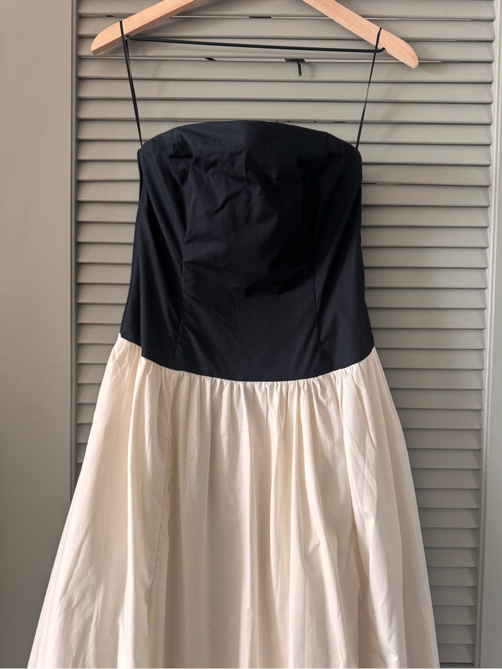 Abercrombie & Fitch | Black & Beige Contrast Chic Strapless Dress w/ Pockets S - Picture 4 of 8